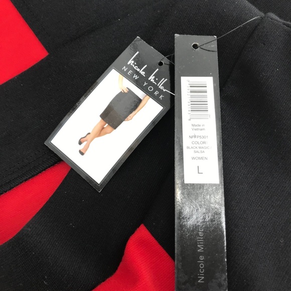 Nicole Miller pencil skirt L red black color block mini above knee - Picture 8 of 10
